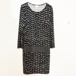 Donna Morgan 3/4 Sleeve Round Neck Casual Dress Women Size 14 Brown/Black